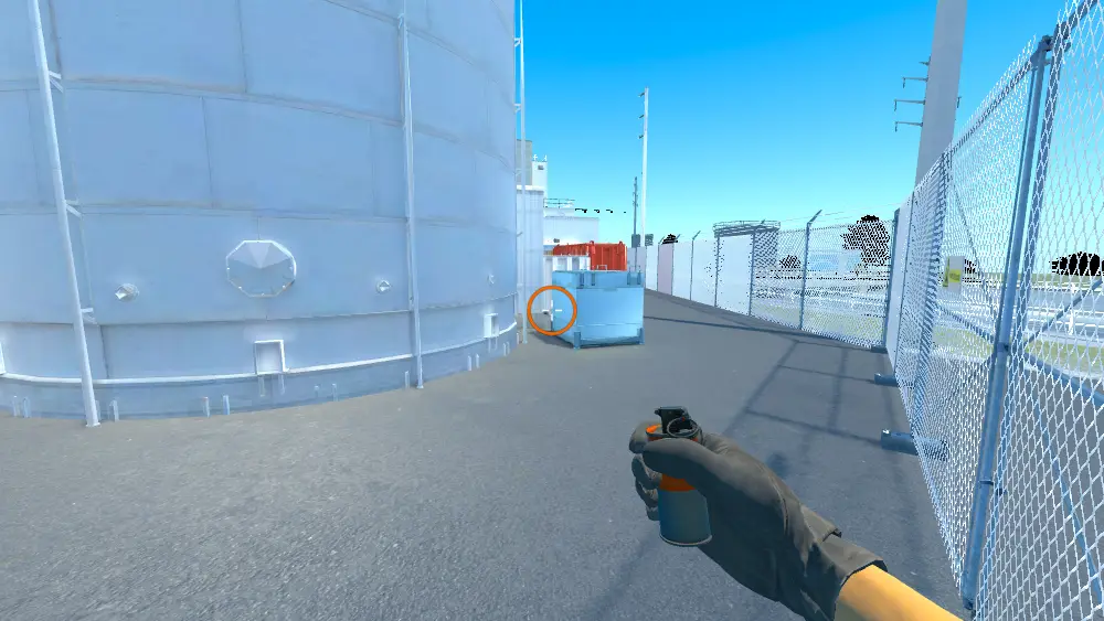 Standing on the Under Silo spot on Nuke, the aim mark on the point this molotov is thrown at.