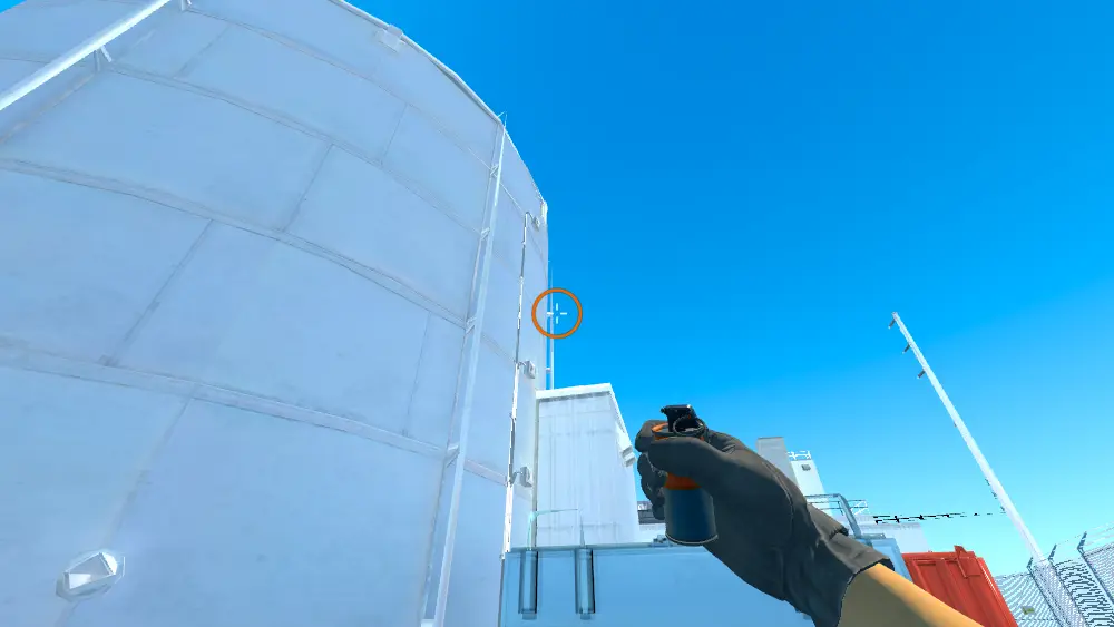 Standing on the Outside spot on Nuke, the aim mark on the point this smoke is thrown at.