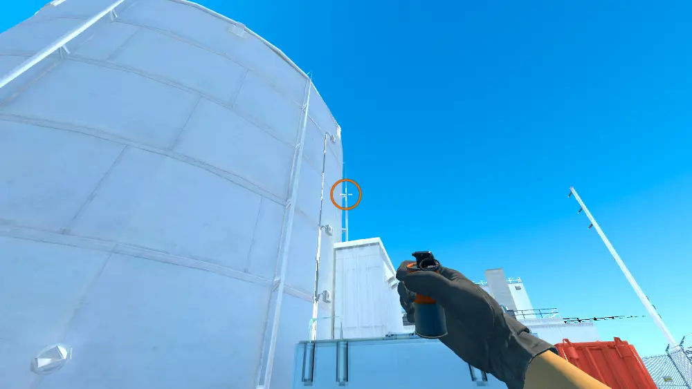 Standing on the Under Silo spot on Nuke, the aim mark on the point this smoke is thrown at.