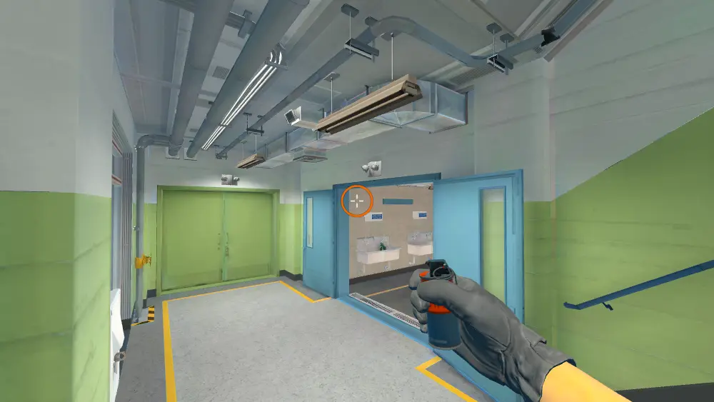 Standing on the Back Vents spot on Nuke, the aim mark on the point this smoke is thrown at.