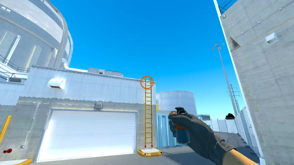 Standing on the Outside T Spawn spot on Nuke, the aim mark on the point this smoke is thrown at.