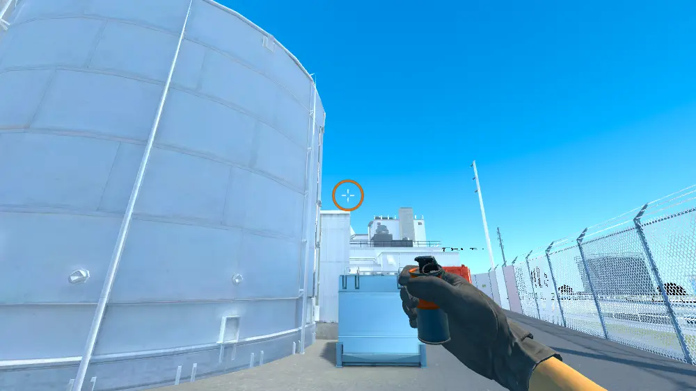 Standing on the Under Silo spot on Nuke, the aim mark on the point this smoke is thrown at.