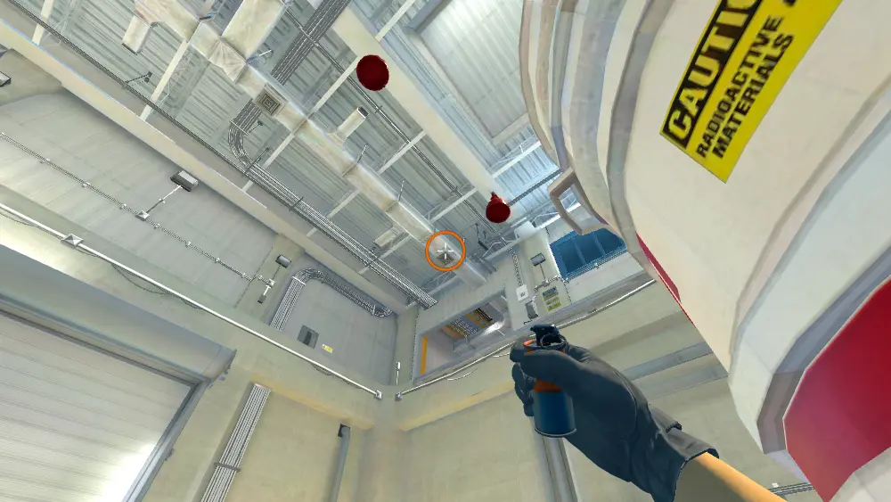 Standing on the A Site spot on Nuke, the aim mark on the point this smoke is thrown at.
