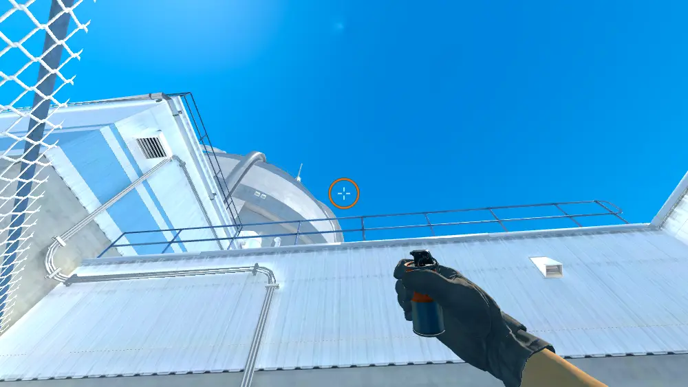 Standing on the Nuke spot on Nuke, the aim mark on the point this smoke is thrown at.