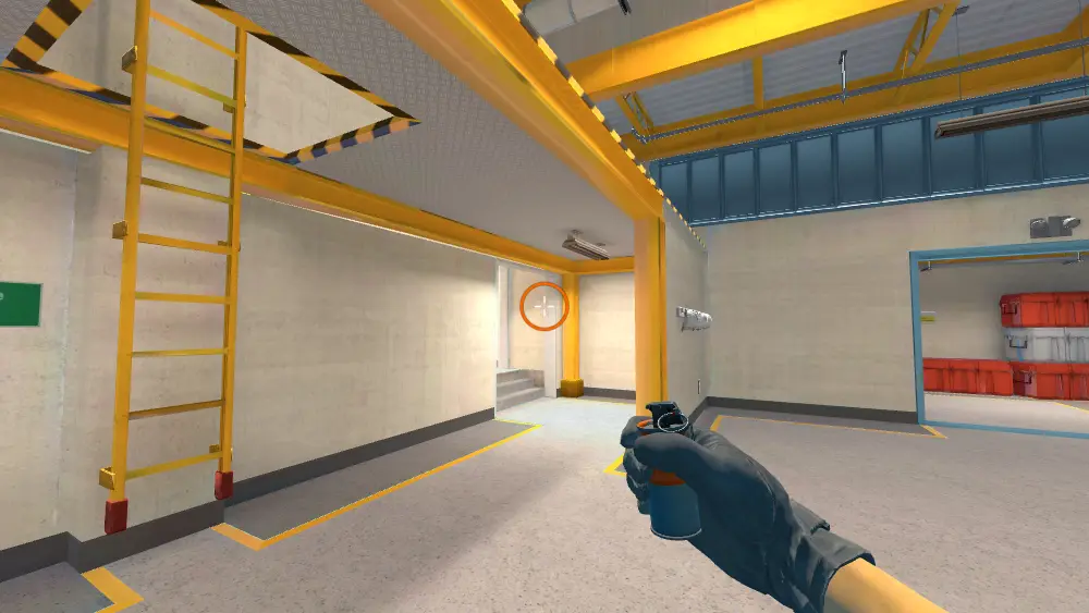Standing on the Lobby spot on Nuke, the aim mark on the point this flash is thrown at.