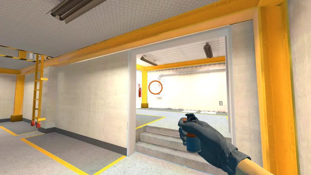 Standing on the Lobby spot on Nuke, the aim mark on the point this flash is thrown at.