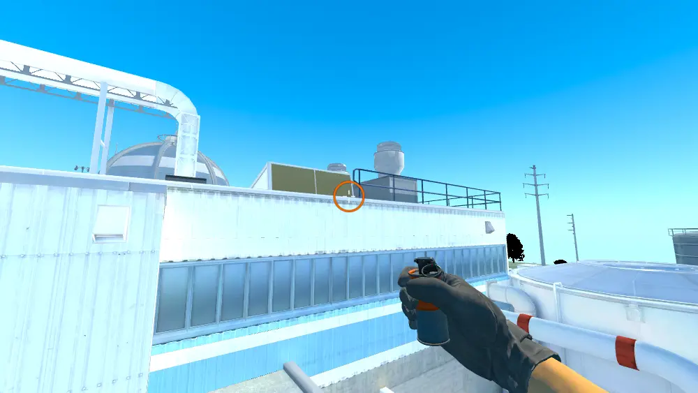 Standing on the Troof spot on Nuke, the aim mark on the point this molotov is thrown at.