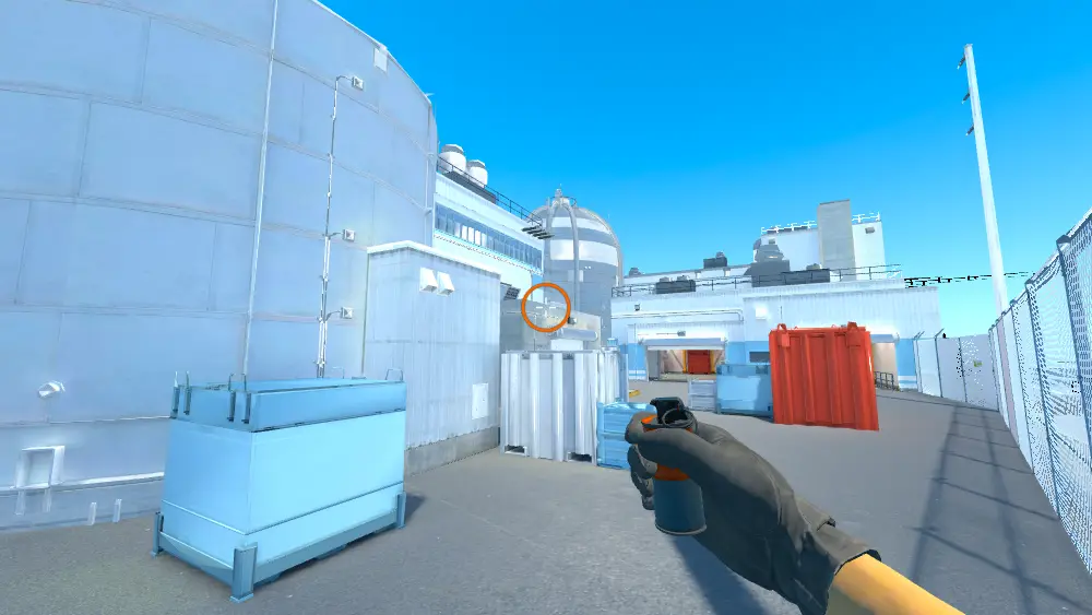 Standing on the Under Silo spot on Nuke, the aim mark on the point this smoke is thrown at.