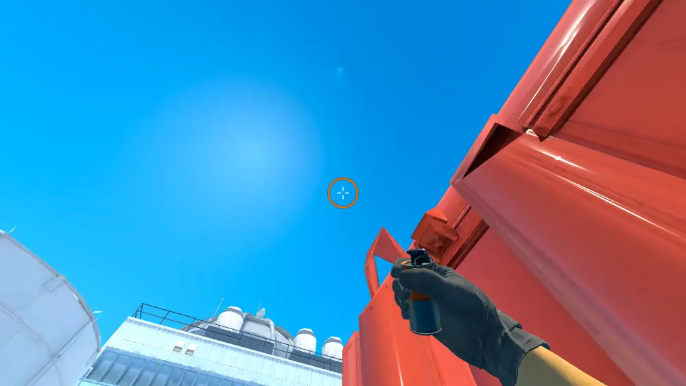 Standing on the T Red spot on Nuke, the aim mark on the point this smoke is thrown at.