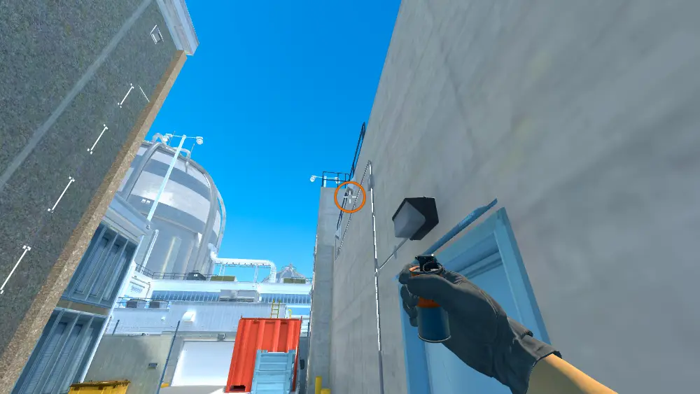 Standing on the Nuke spot on Nuke, the aim mark on the point this smoke is thrown at.