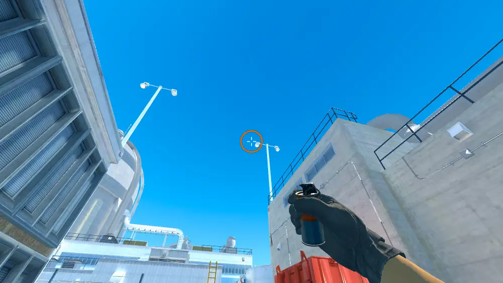 Standing on the Nuke spot on Nuke, the aim mark on the point this smoke is thrown at.