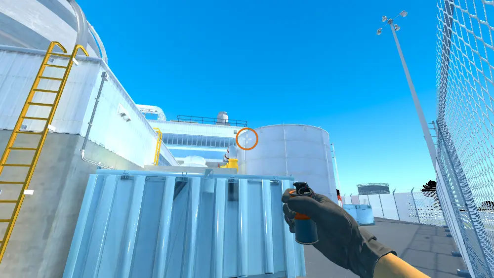 Standing on the Outside T Spawn spot on Nuke, the aim mark on the point this smoke is thrown at.