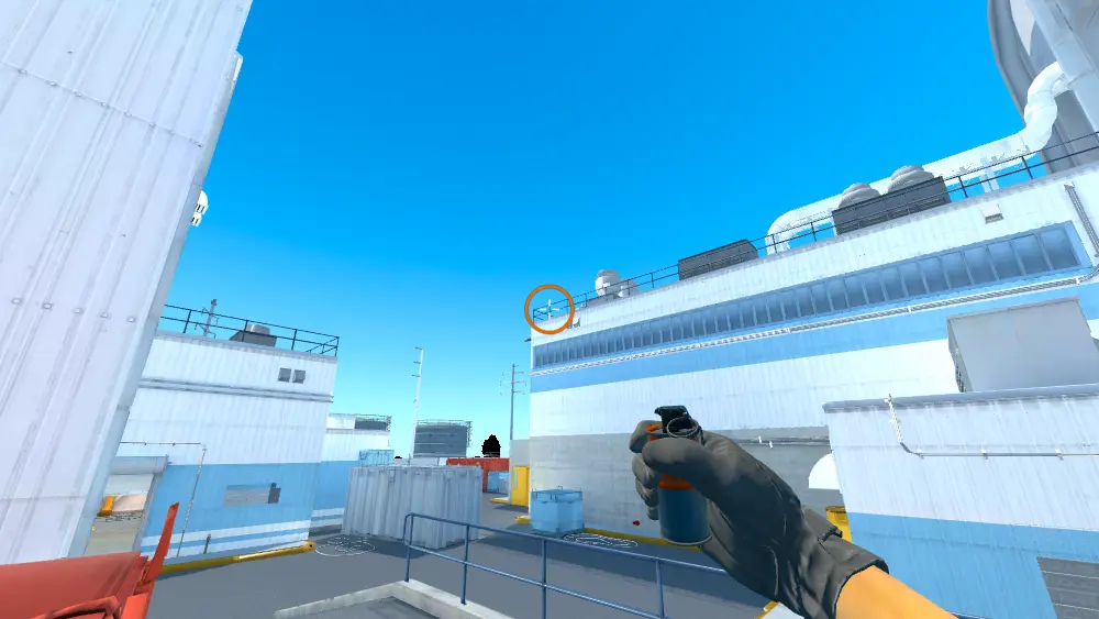 Standing on the CT Red Box spot on Nuke, the aim mark on the point this smoke is thrown at.