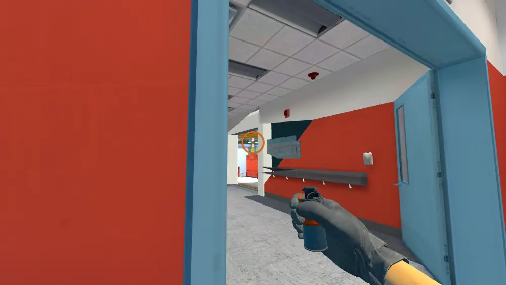 Standing on the Nuke spot on Nuke, the aim mark on the point this molotov is thrown at.