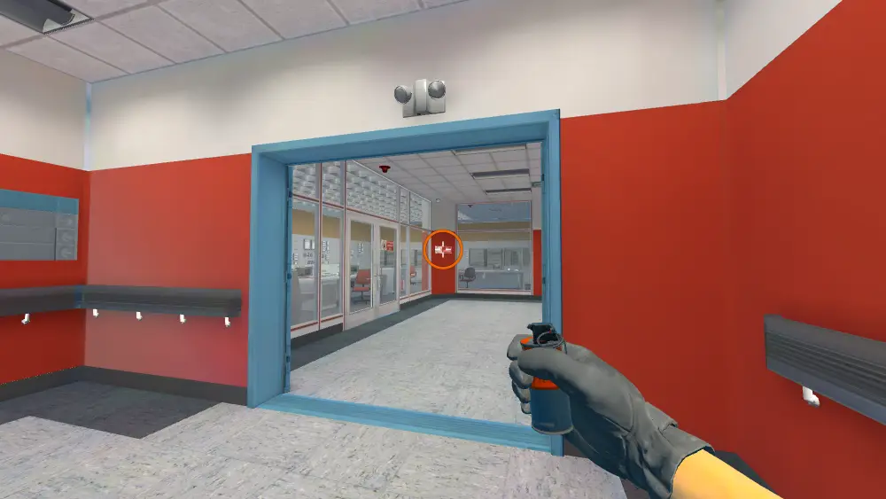 Standing on the Trophy spot on Nuke, the aim mark on the point this flash is thrown at.