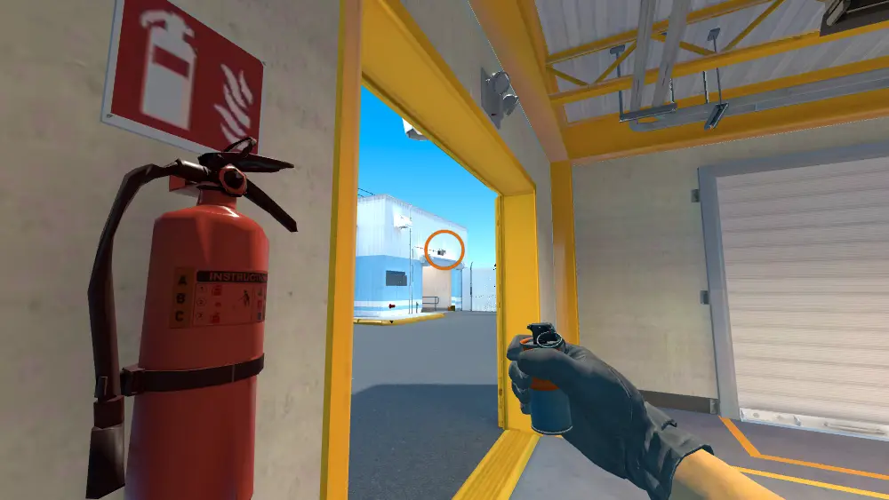 Standing on the Mini spot on Nuke, the aim mark on the point this molotov is thrown at.
