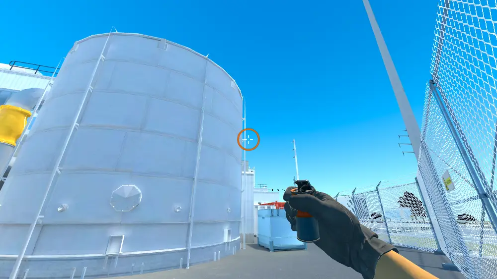 Standing on the Under Silo spot on Nuke, the aim mark on the point this smoke is thrown at.