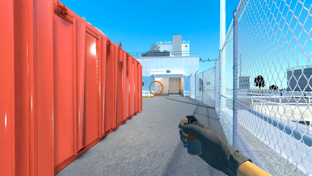 Standing on the Nuke spot on Nuke, the aim mark on the point this molotov is thrown at.