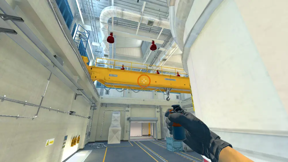 Standing on the A Default spot on Nuke, the aim mark on the point this flash is thrown at.