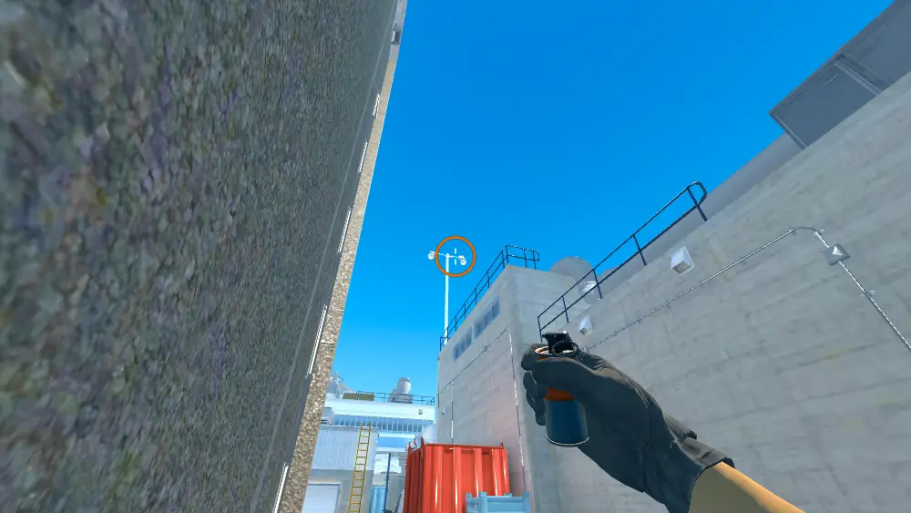 Standing on the T Spawn To Front Of Main spot on Nuke, the aim mark on the point this smoke is thrown at.