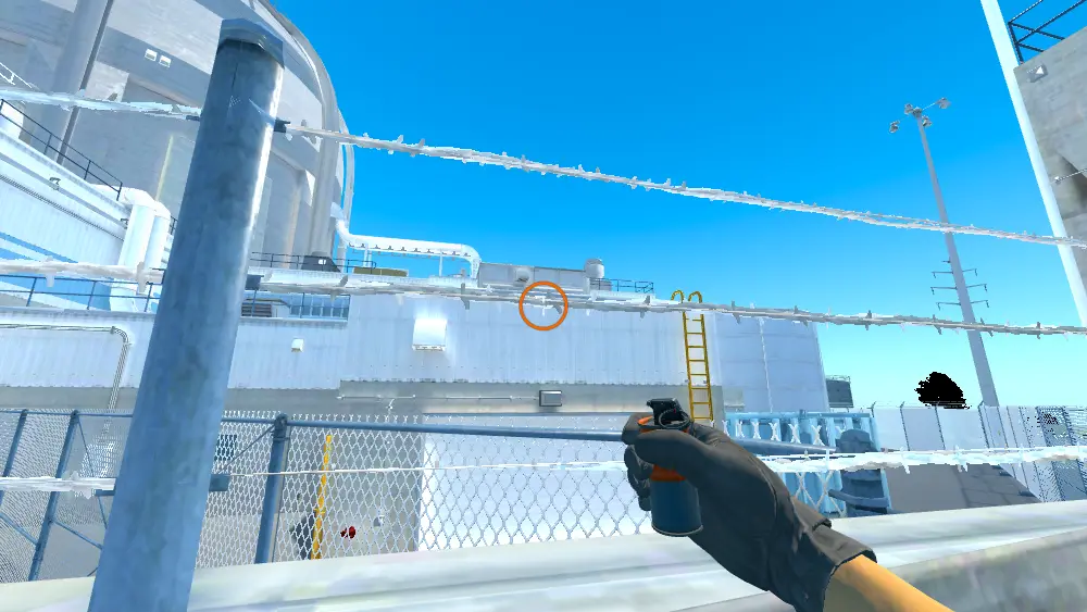 Standing on the Nuke spot on Nuke, the aim mark on the point this smoke is thrown at.