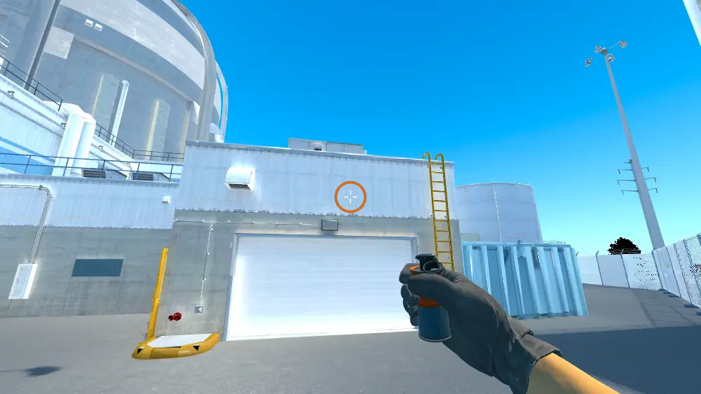 Standing on the Nuke spot on Nuke, the aim mark on the point this smoke is thrown at.