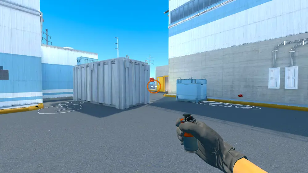 Standing on the CT Red spot on Nuke, the aim mark on the point this smoke is thrown at.