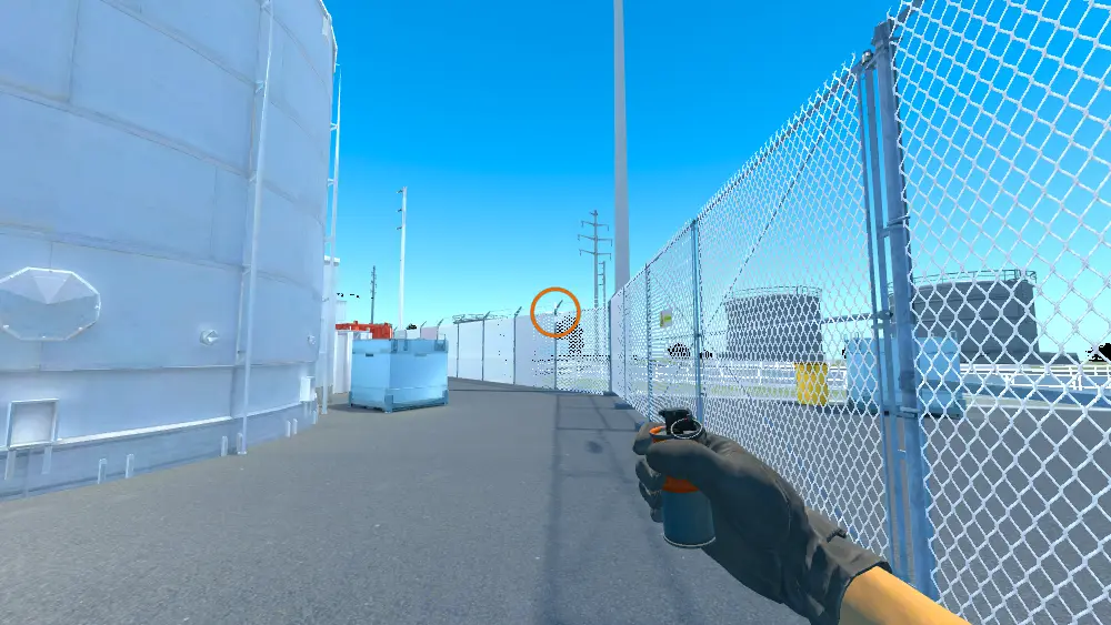 Standing on the Under Silo spot on Nuke, the aim mark on the point this smoke is thrown at.
