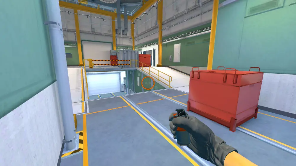 Standing on the Ramp spot on Nuke, the aim mark on the point this smoke is thrown at.