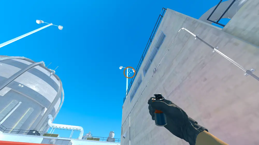 Standing on the Nuke spot on Nuke, the aim mark on the point this smoke is thrown at.