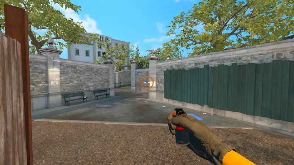 Standing on the Playground spot on Overpass, the aim mark on the point this flash is thrown at.