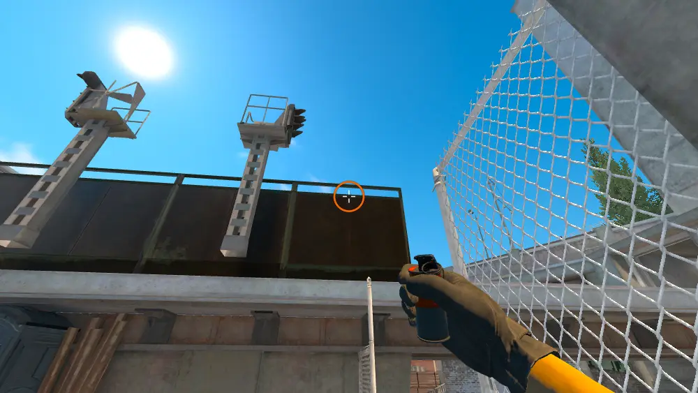 Standing on the Alley spot on Overpass, the aim mark on the point this smoke is thrown at.