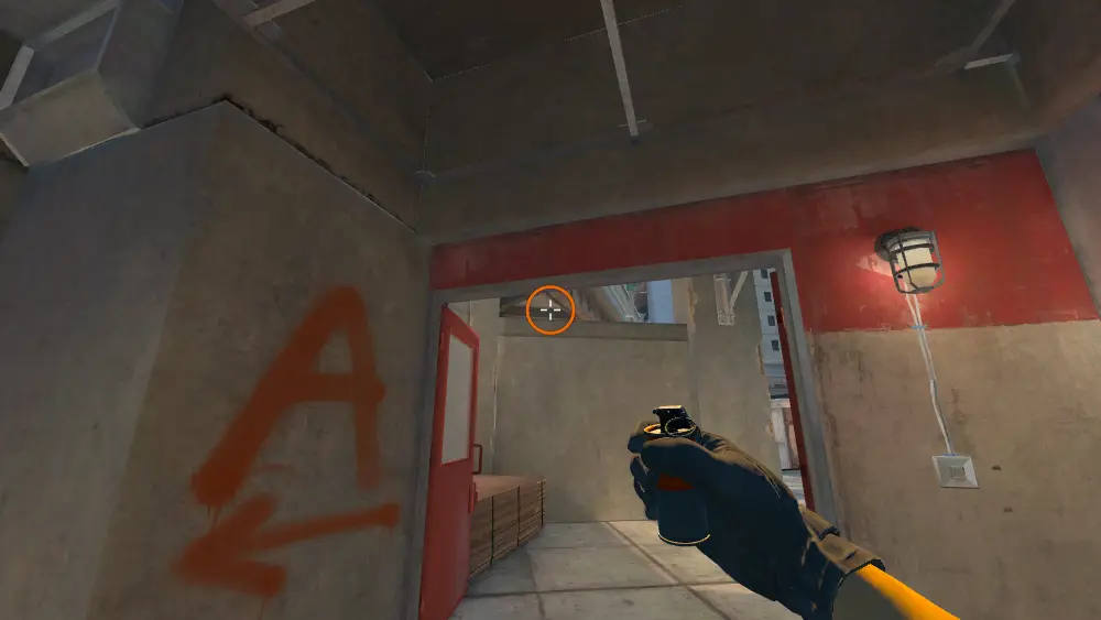 Standing on the Lower spot on Overpass, the aim mark on the point this molotov is thrown at.