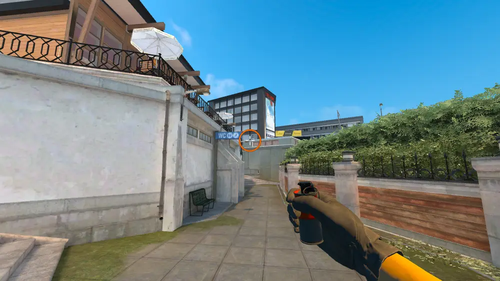 Standing on the A Short spot on Overpass, the aim mark on the point this smoke is thrown at.