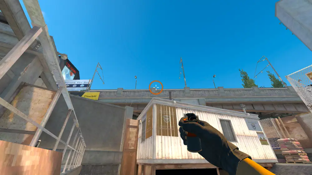 Standing on the Water spot on Overpass, the aim mark on the point this smoke is thrown at.