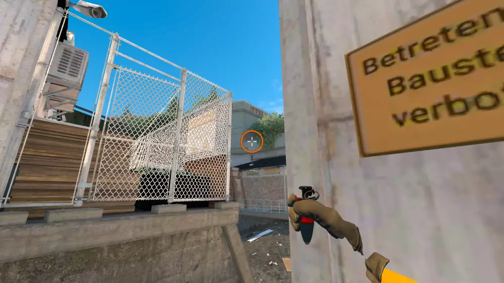 Standing on the Construction spot on Overpass, the aim mark on the point this flash is thrown at.