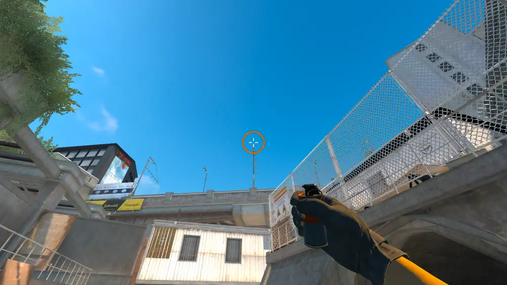 Standing on the Water spot on Overpass, the aim mark on the point this smoke is thrown at.