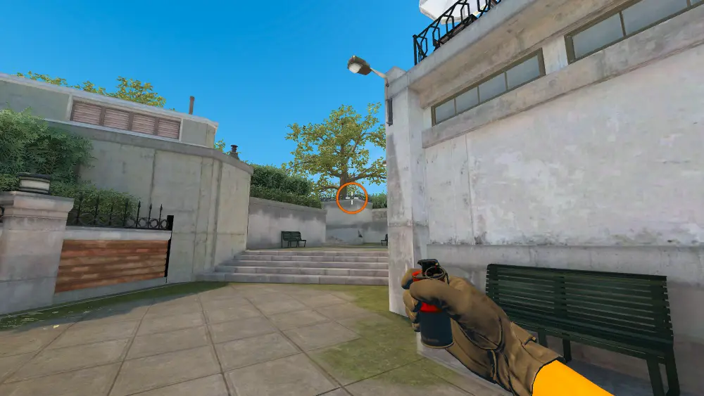 Standing on the Mid spot on Overpass, the aim mark on the point this smoke is thrown at.