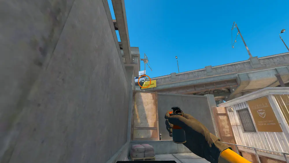 Standing on the Water spot on Overpass, the aim mark on the point this smoke is thrown at.