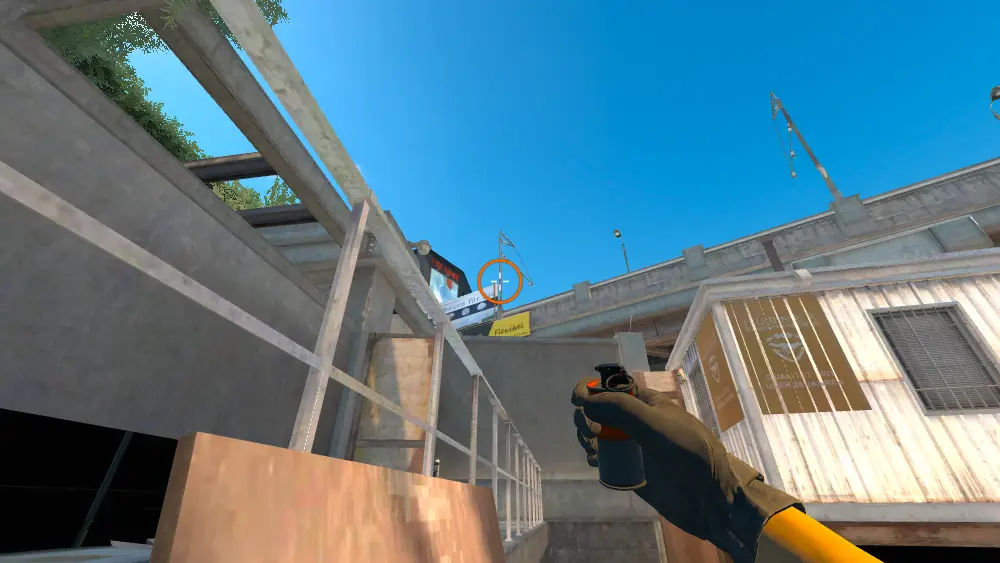 Standing on the Water spot on Overpass, the aim mark on the point this smoke is thrown at.