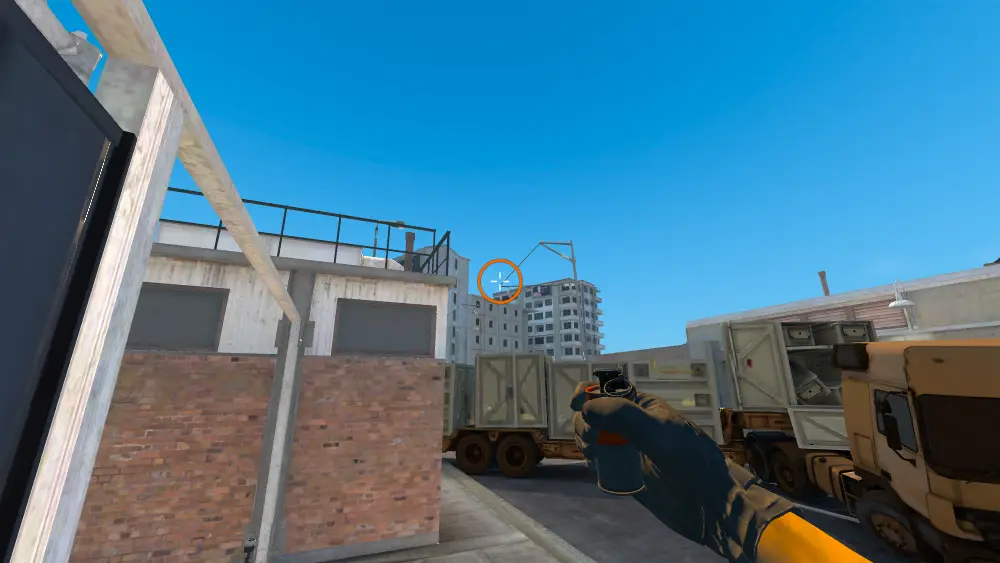 Standing on the Outside Monster spot on Overpass, the aim mark on the point this flash is thrown at.