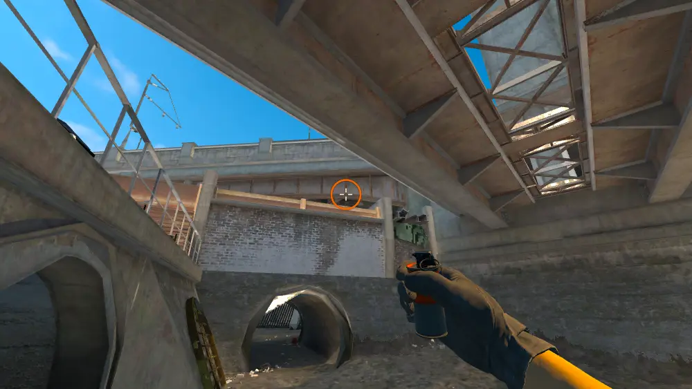 Standing on the Outside Monster spot on Overpass, the aim mark on the point this flash is thrown at.