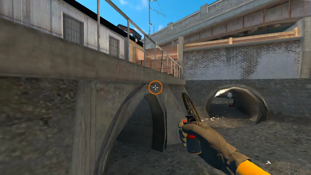 Standing on the Outside Monster spot on Overpass, the aim mark on the point this flash is thrown at.
