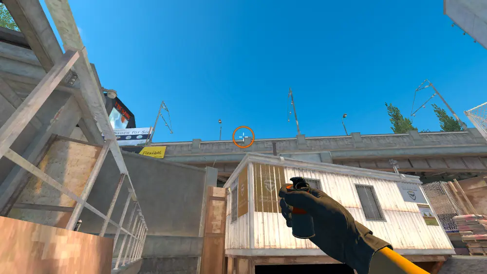 Standing on the Water spot on Overpass, the aim mark on the point this smoke is thrown at.