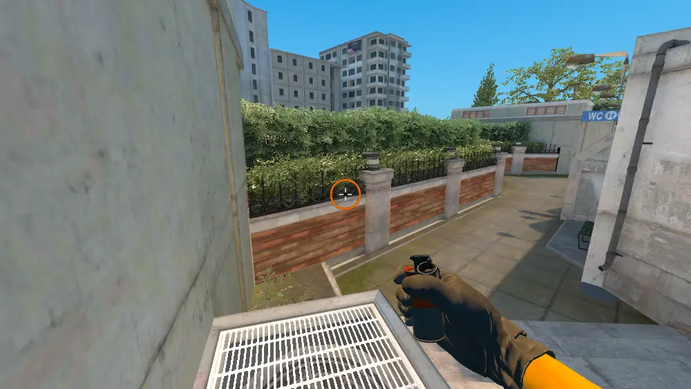 Standing on the Banana spot on Overpass, the aim mark on the point this molotov is thrown at.