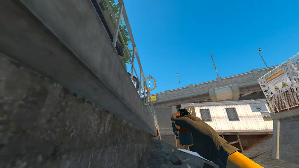 Standing on the Water spot on Overpass, the aim mark on the point this smoke is thrown at.
