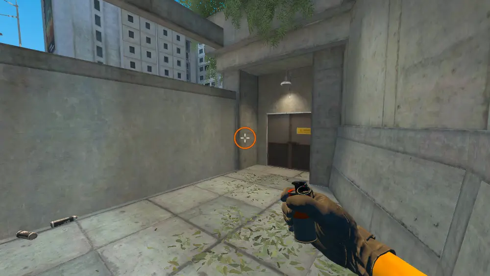Standing on the Graffiti spot on Overpass, the aim mark on the point this molotov is thrown at.