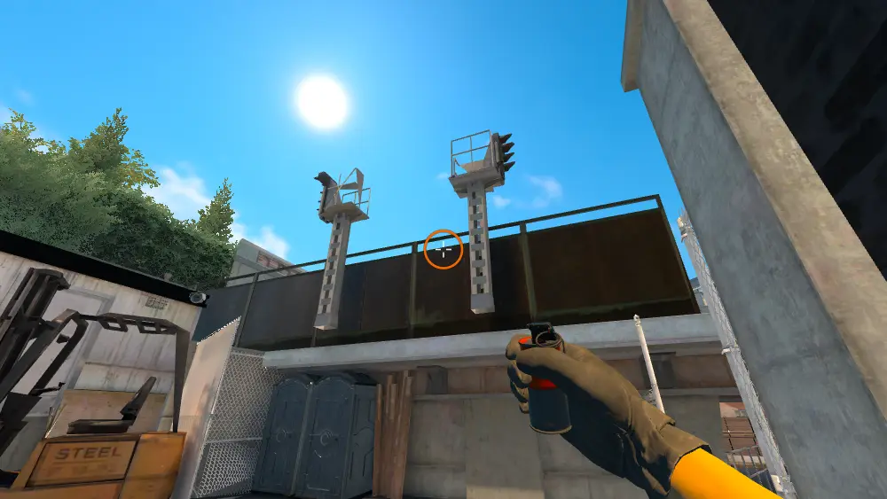 Standing on the Alley spot on Overpass, the aim mark on the point this flash is thrown at.