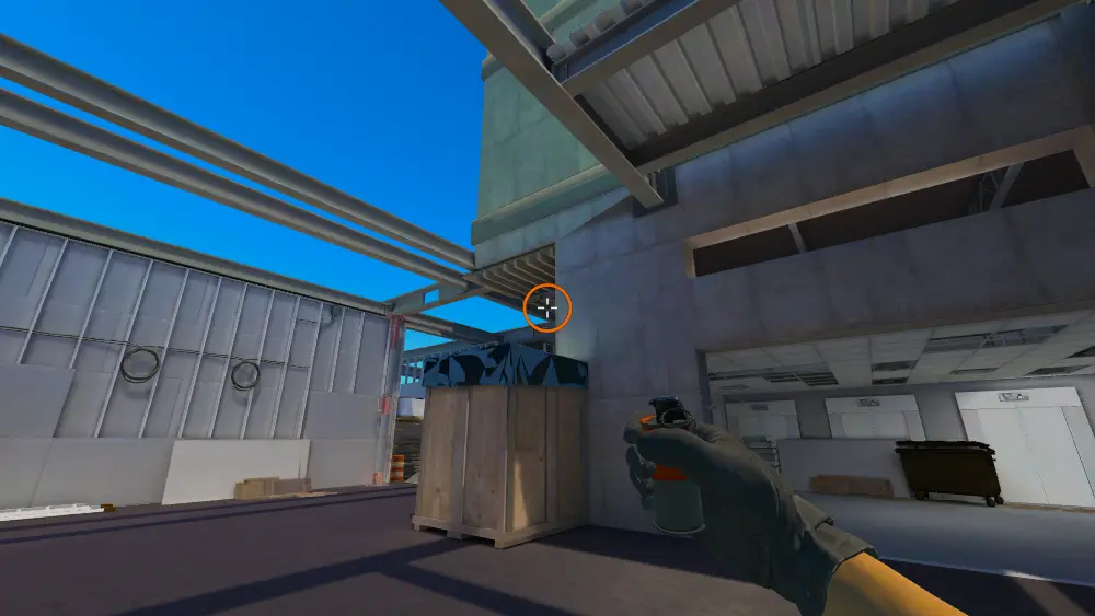 Standing on the Mid spot on Vertigo, the aim mark on the point this smoke is thrown at.