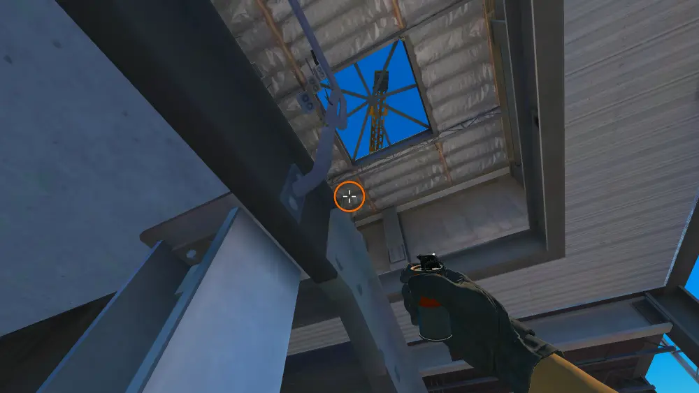 Standing on the T Spawn spot on Vertigo, the aim mark on the point this smoke is thrown at.